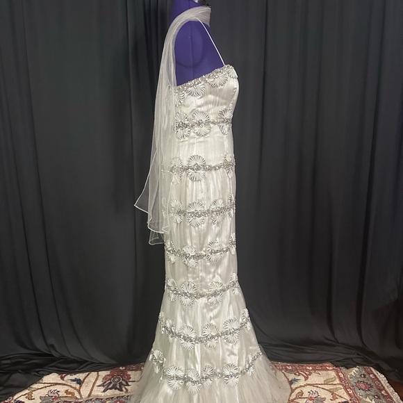 Terani Couture Silver Sequin Wedding Gown with Halter Neckline - Picture 8 of 11